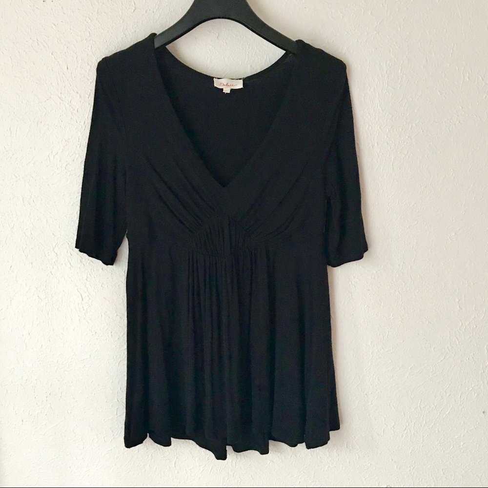 Anthropologie|Deletta Black top Peplum ruffles